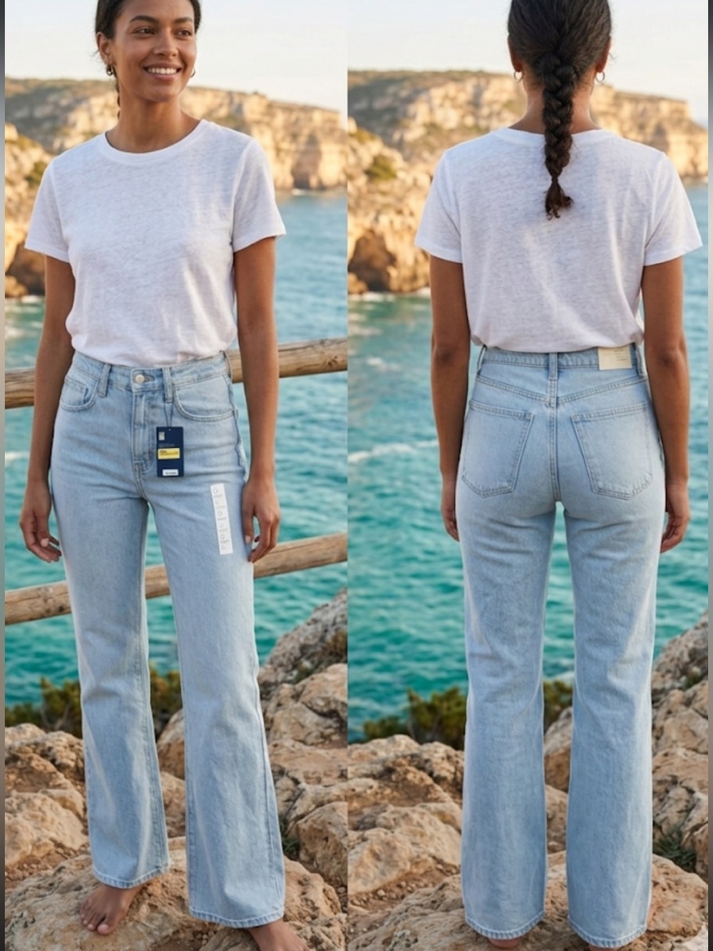 Light Wash High-Rise Flare Jeans - Women